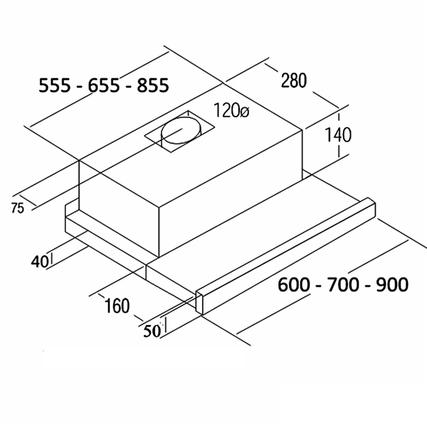 Hút mùi âm tủ CATA TF-2003 700