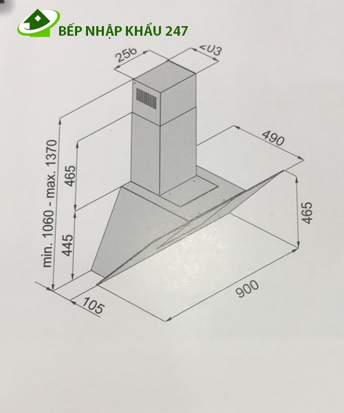 Máy hút mùi gắn tường Lorca TA6008C-70CM xuất xứ PoLand (Ba Lan)