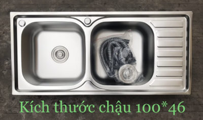 Chậu rửa inox 2 hố 100x46cm