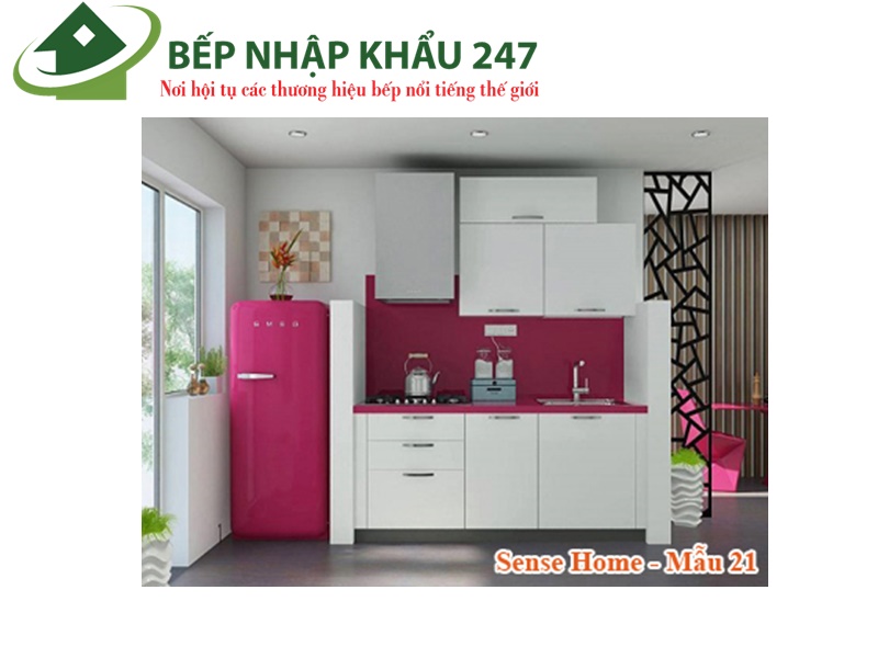 Tủ bếp mặt đá solid surface Melamine chữ I