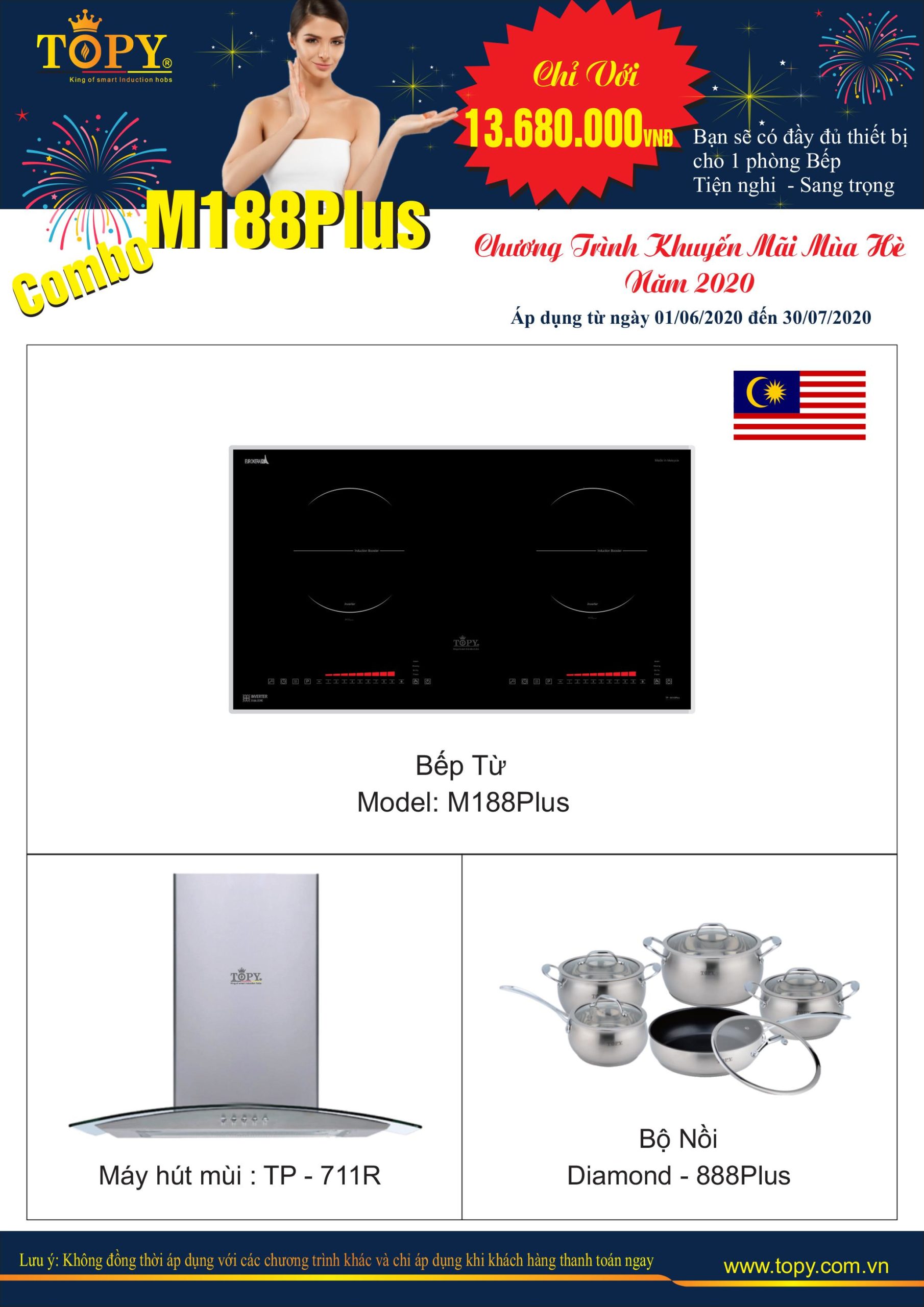 Khuyến mãi combo bếp từ Topy M-188 Plus